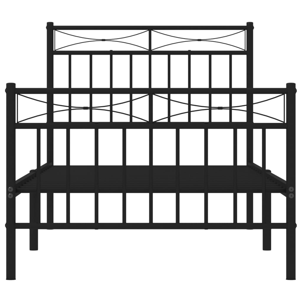 Metal Bed Frame without Mattress with Footboard Black 90x200cm