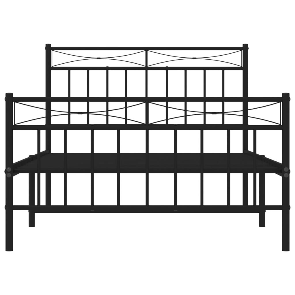 Metal Bed Frame without Mattress with Footboard Black 107x203cm
