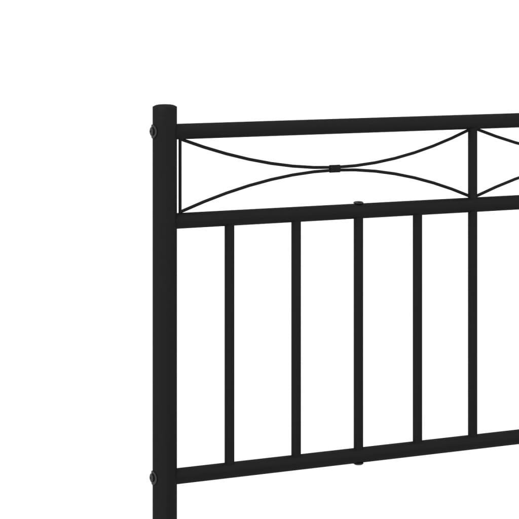 Metal Bed Frame without Mattress with Footboard Black 107x203cm