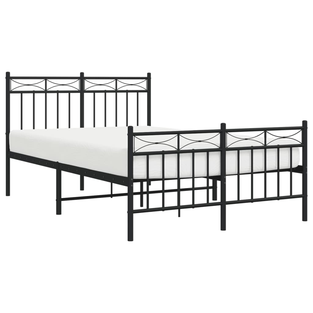 Metal Bed Frame without Mattress with Footboard Black 120x190cm
