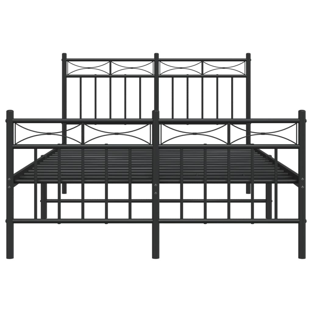Metal Bed Frame without Mattress with Footboard Black 120x190cm