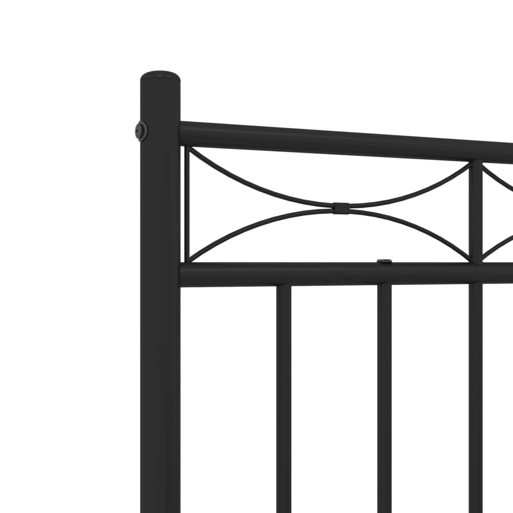 Metal Bed Frame without Mattress with Footboard Black 120x190cm