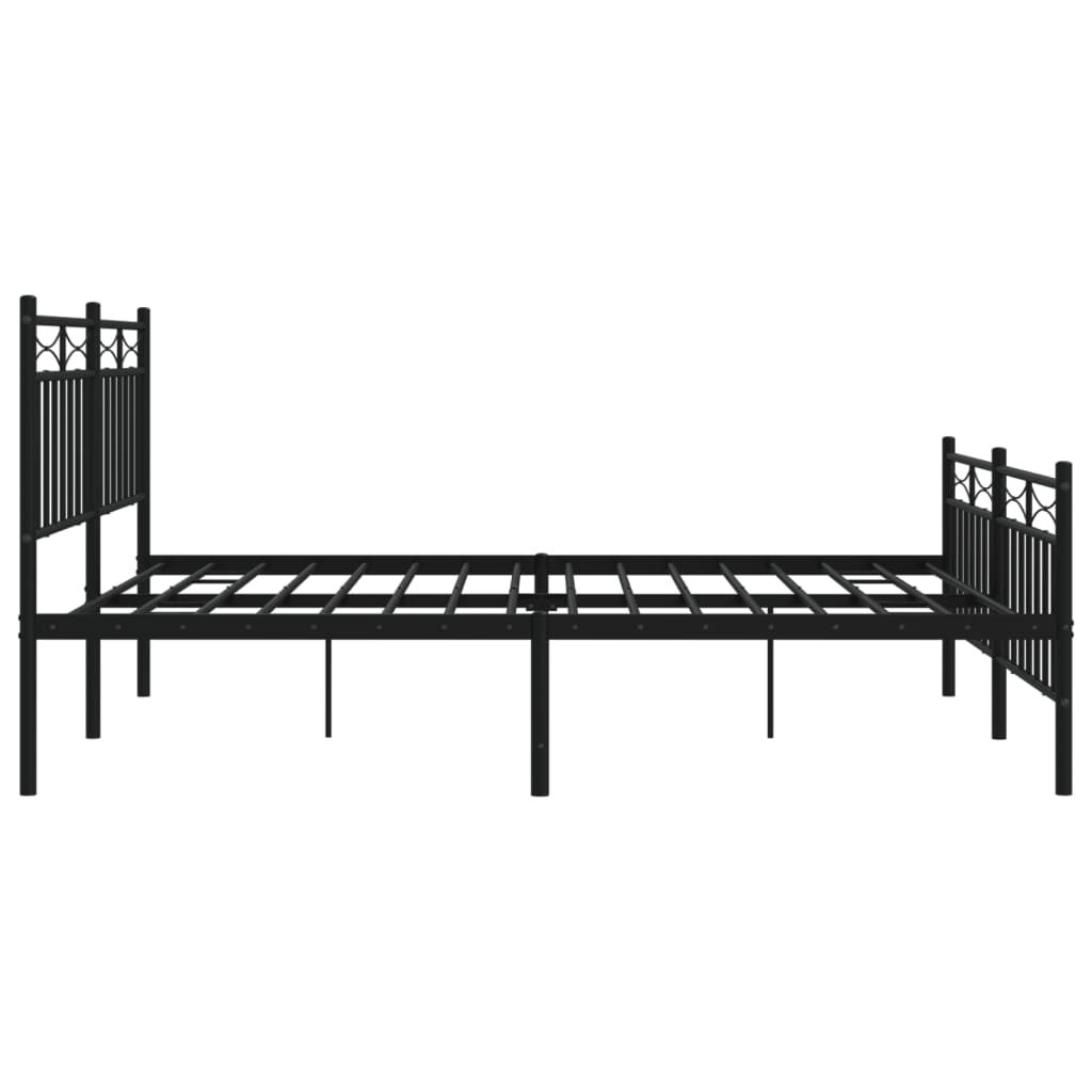 Metal Bed Frame without Mattress with Footboard Black 160x200cm