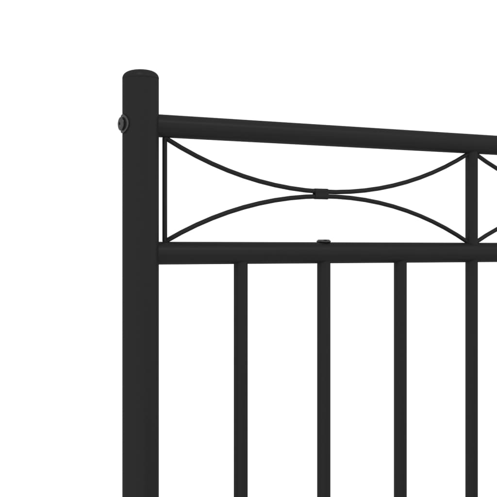 Metal Bed Frame without Mattress with Footboard Black 160x200cm