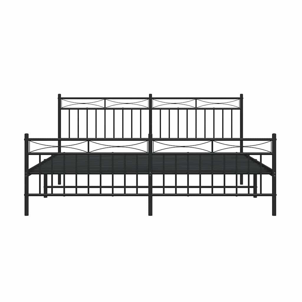 Metal Bed Frame without Mattress with Footboard Black 183x213cm