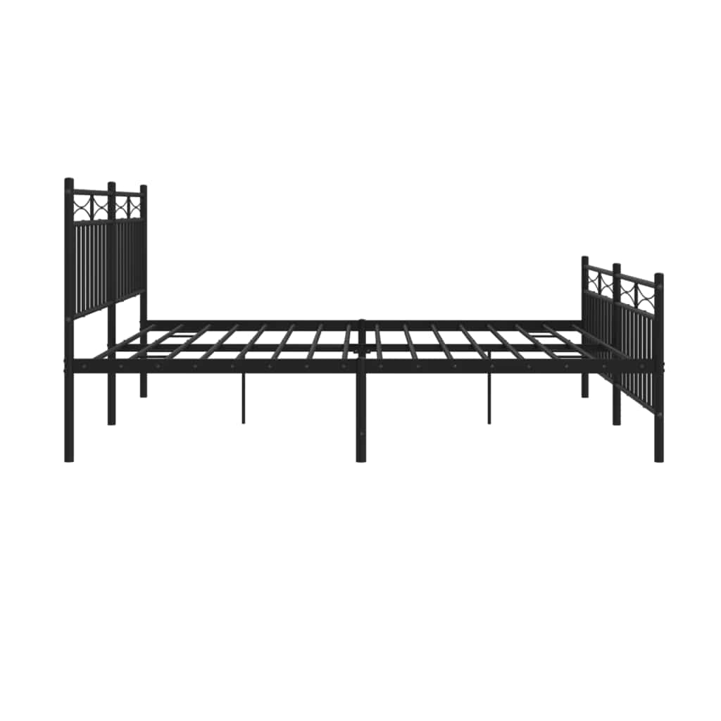 Metal Bed Frame without Mattress with Footboard Black 183x213cm