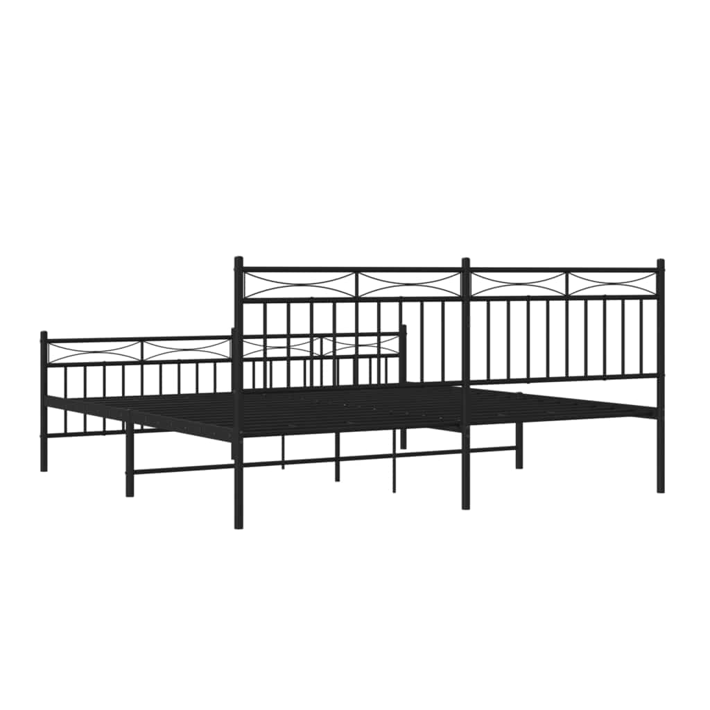 Metal Bed Frame without Mattress with Footboard Black 183x213cm
