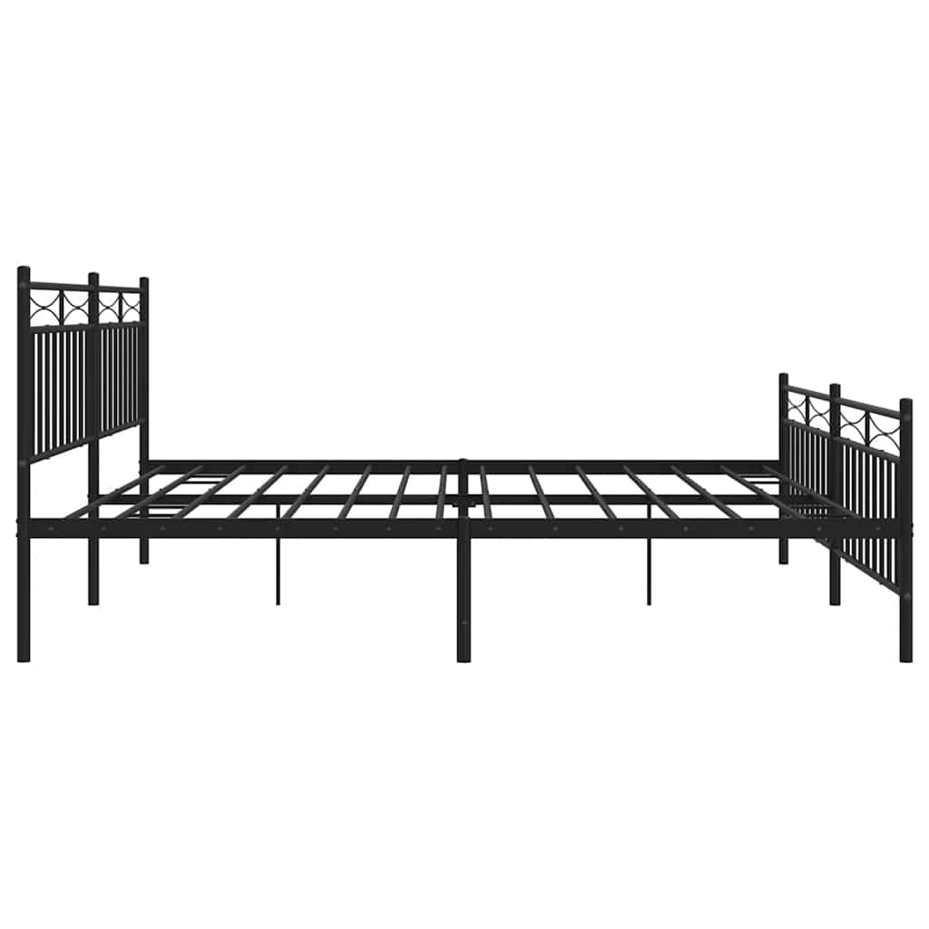 Metal Bed Frame without Mattress with Footboard Black 193x203cm