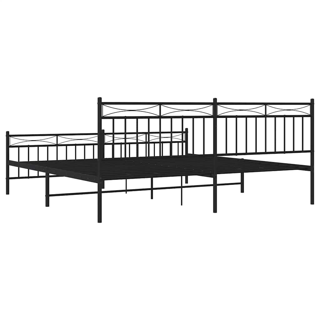 Metal Bed Frame without Mattress with Footboard Black 193x203cm