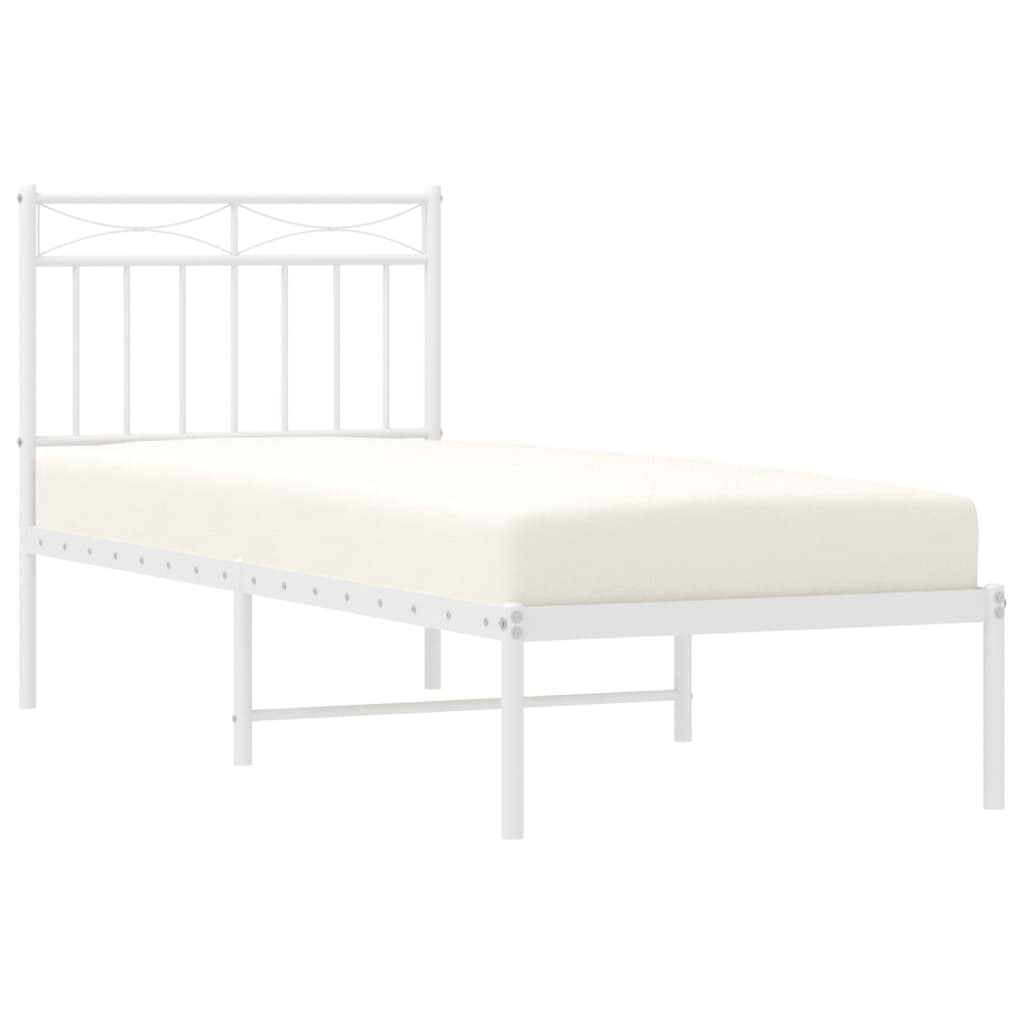 Metal Bed Frame without Mattress with Headboard White 80x200cm