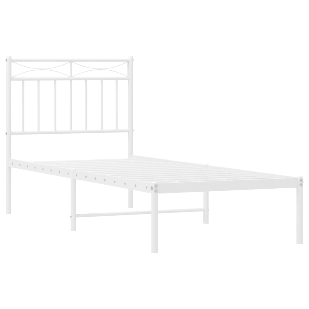 Metal Bed Frame without Mattress with Headboard White 80x200cm