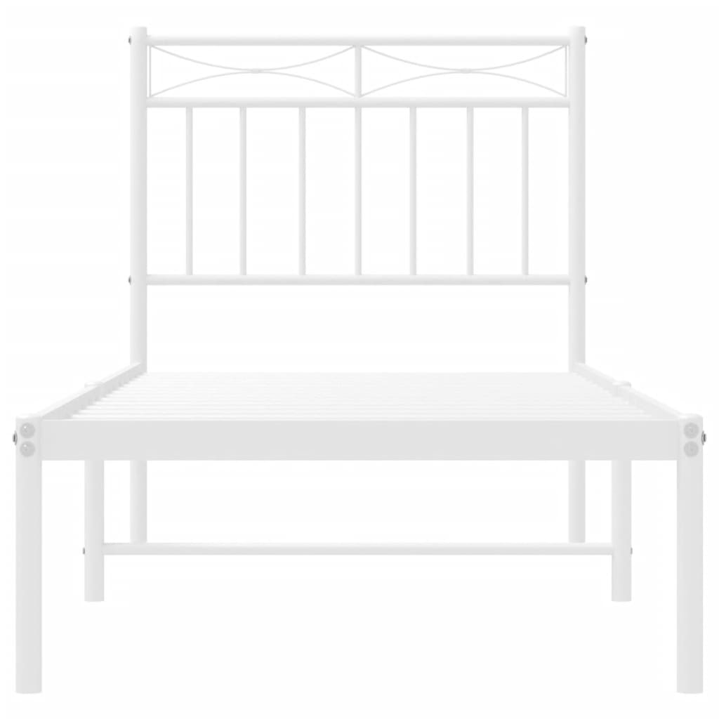Metal Bed Frame without Mattress with Headboard White 80x200cm