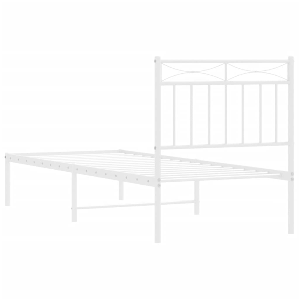 Metal Bed Frame without Mattress with Headboard White 80x200cm