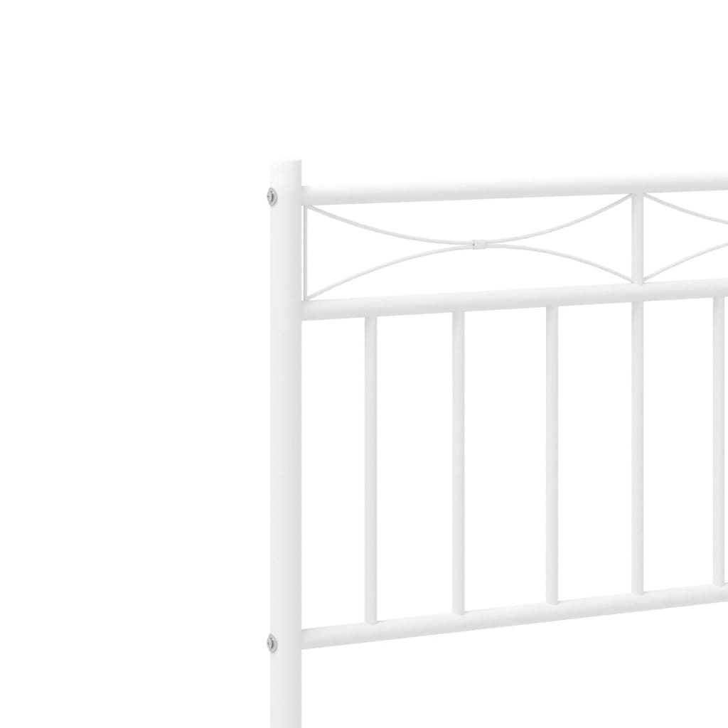 Metal Bed Frame without Mattress with Headboard White 80x200cm