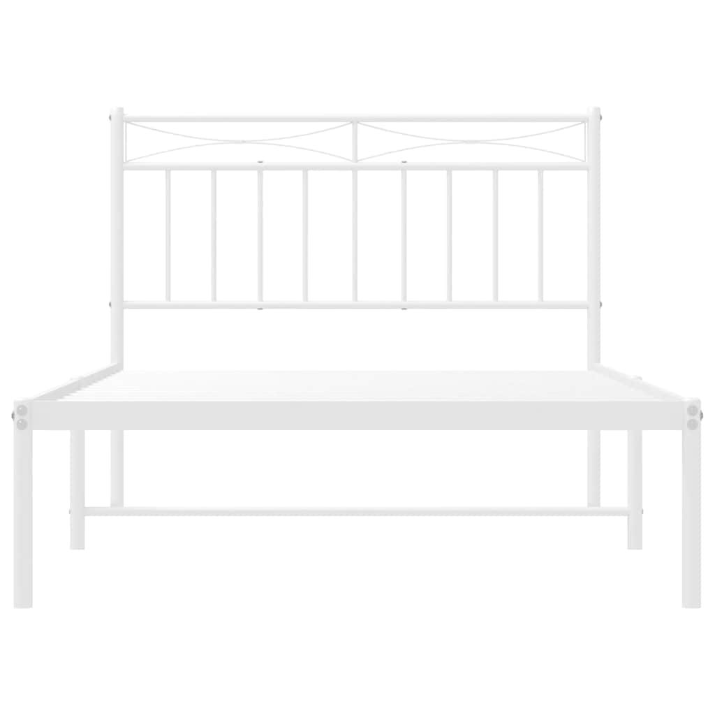 Metal Bed Frame without Mattress with Headboard White 100x200cm