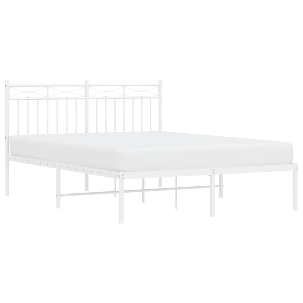 Metal Bed Frame without Mattress with Headboard White 140x200cm