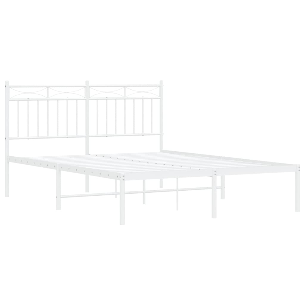 Metal Bed Frame without Mattress with Headboard White 140x200cm