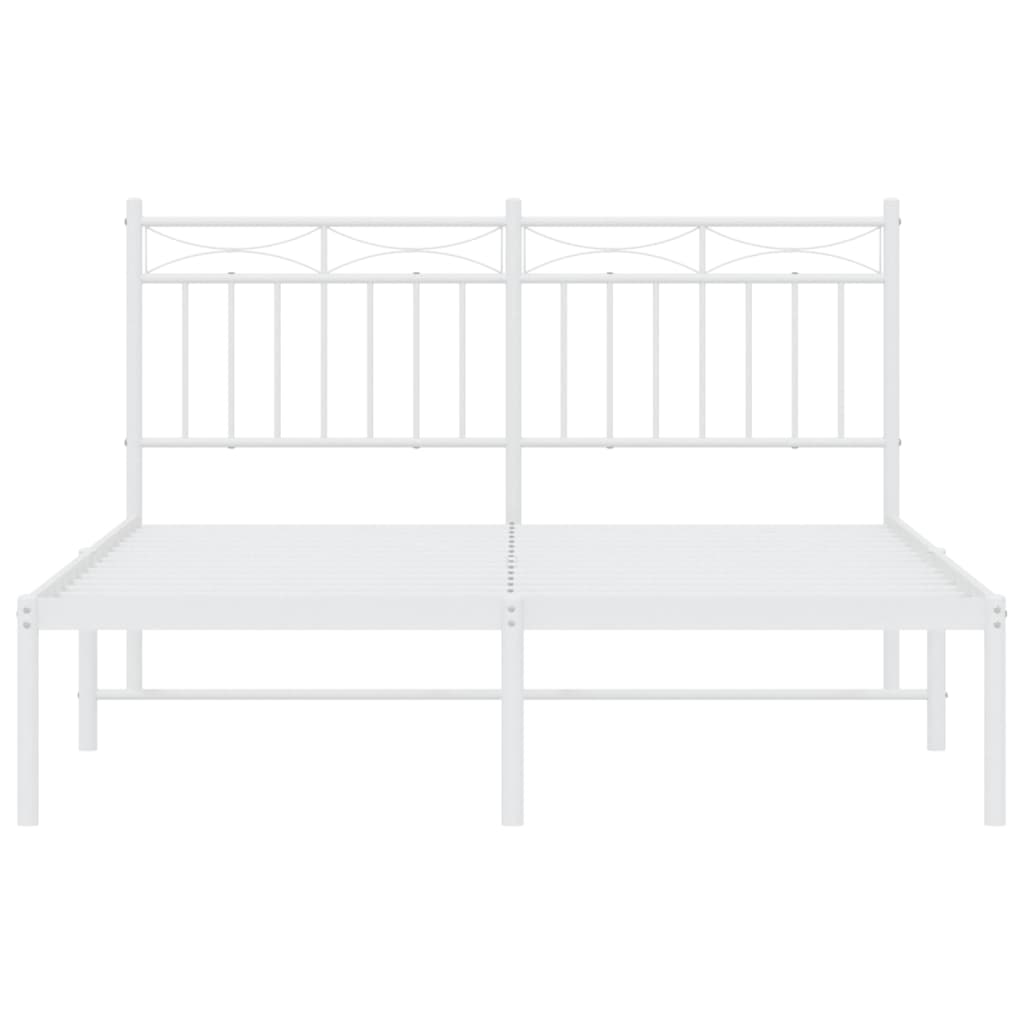 Metal Bed Frame without Mattress with Headboard White 140x200cm