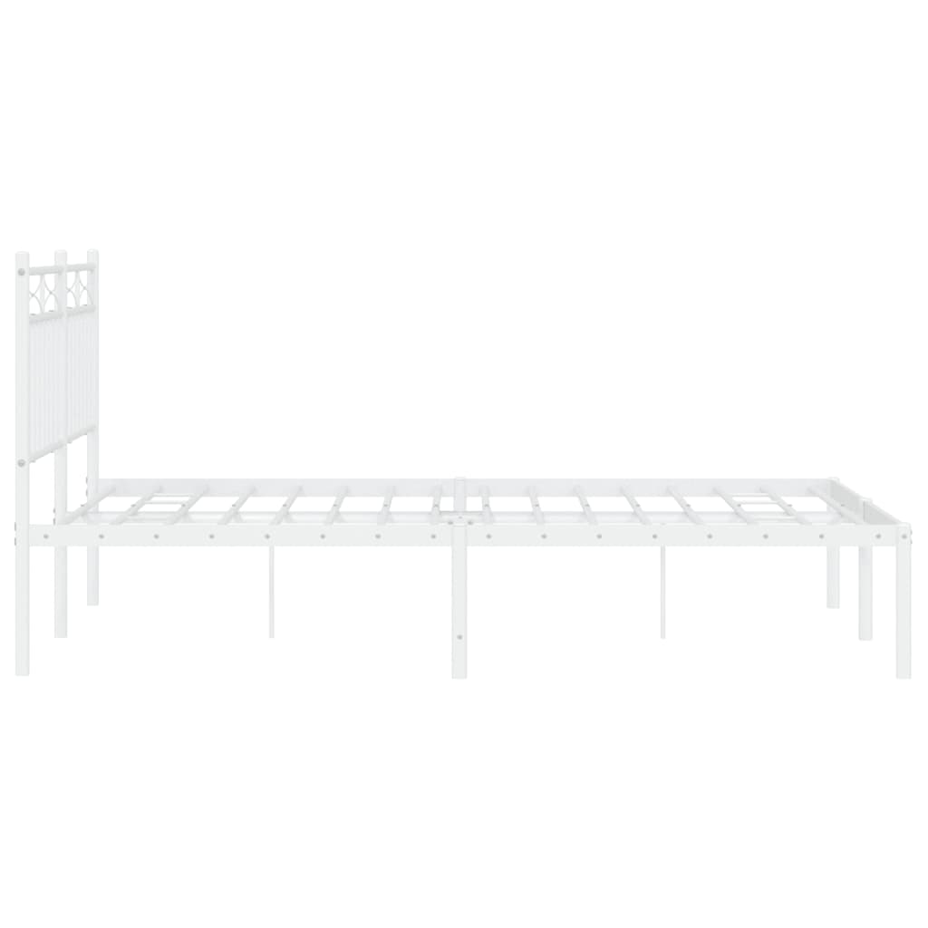 Metal Bed Frame without Mattress with Headboard White 140x200cm