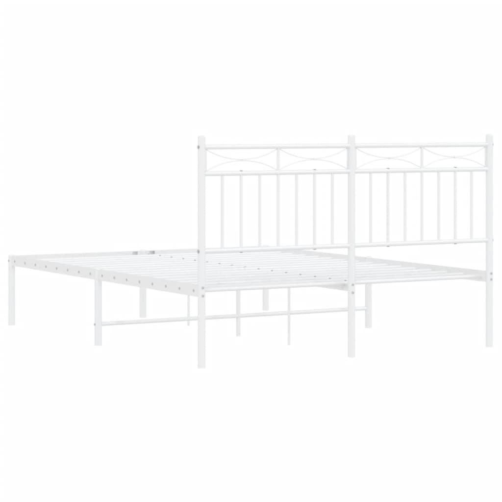 Metal Bed Frame without Mattress with Headboard White 140x200cm