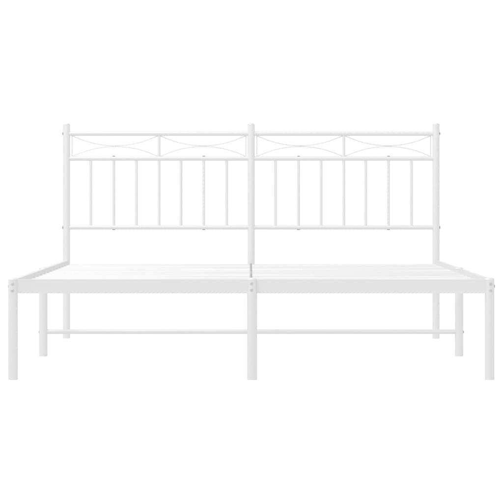 Metal Bed Frame without Mattress with Headboard White 150x200cm