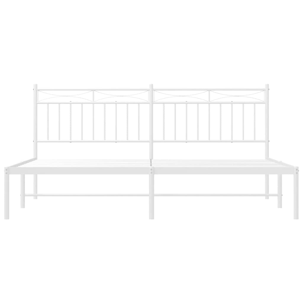 Metal Bed Frame without Mattress with Headboard White 183x213cm
