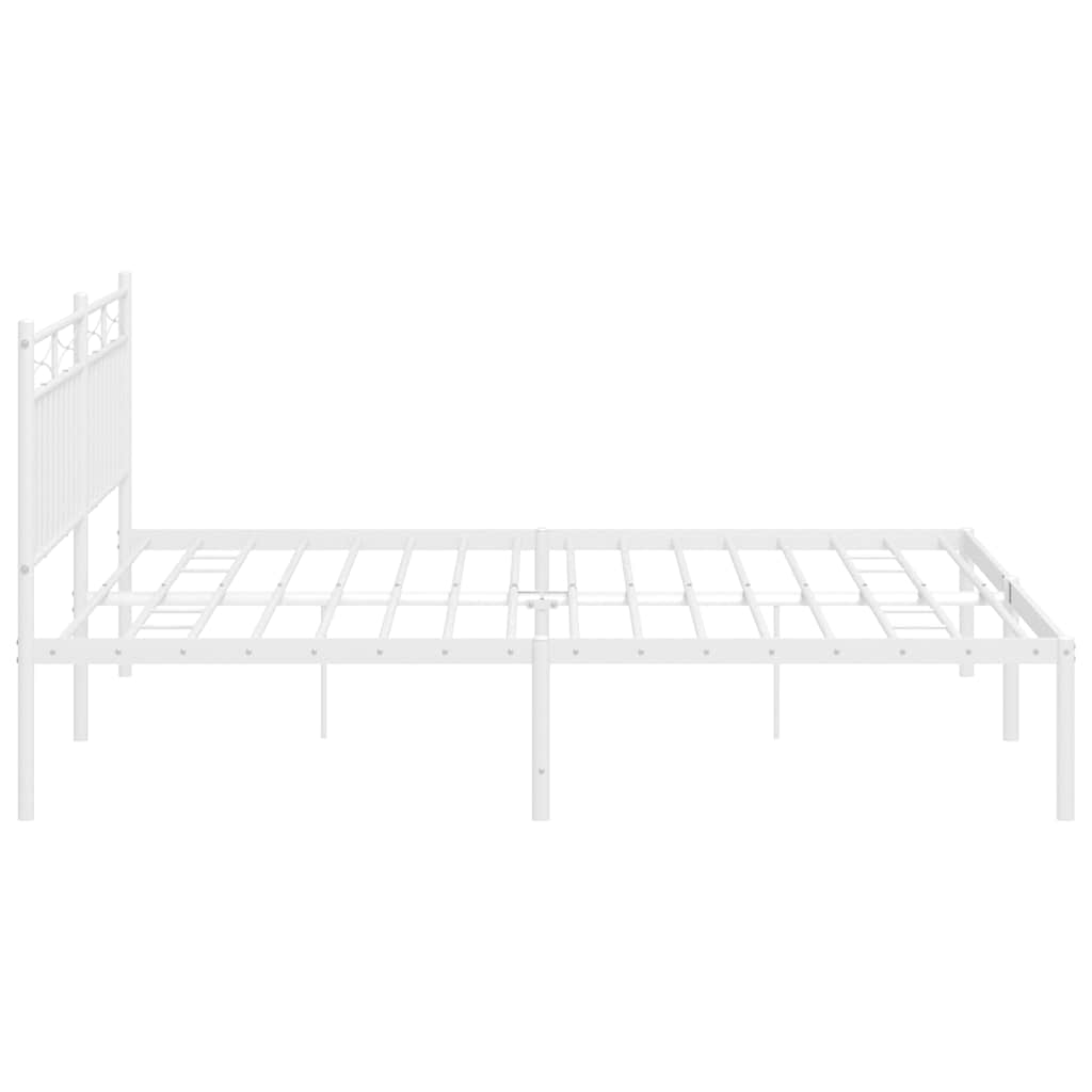 Metal Bed Frame without Mattress with Headboard White 183x213cm