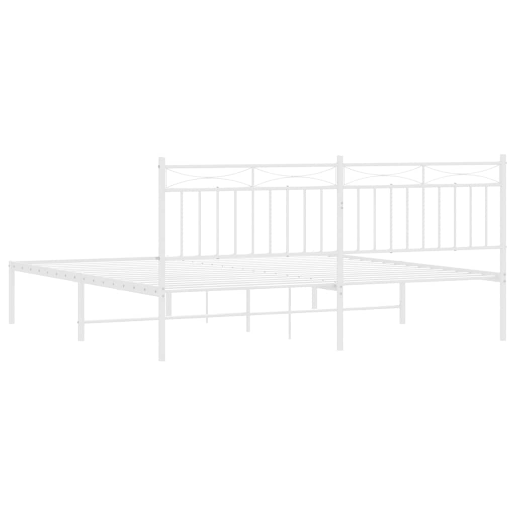 Metal Bed Frame without Mattress with Headboard White 183x213cm