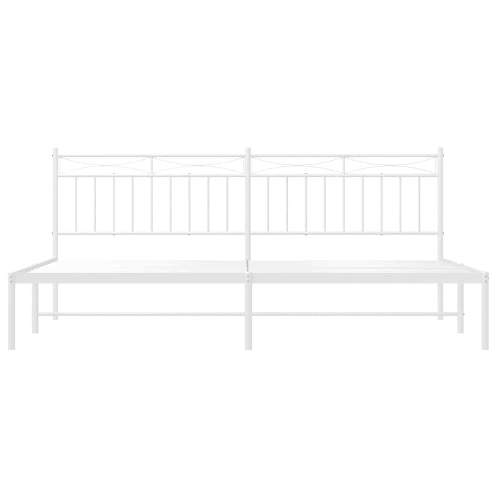 Metal Bed Frame without Mattress with Headboard White 193x203cm