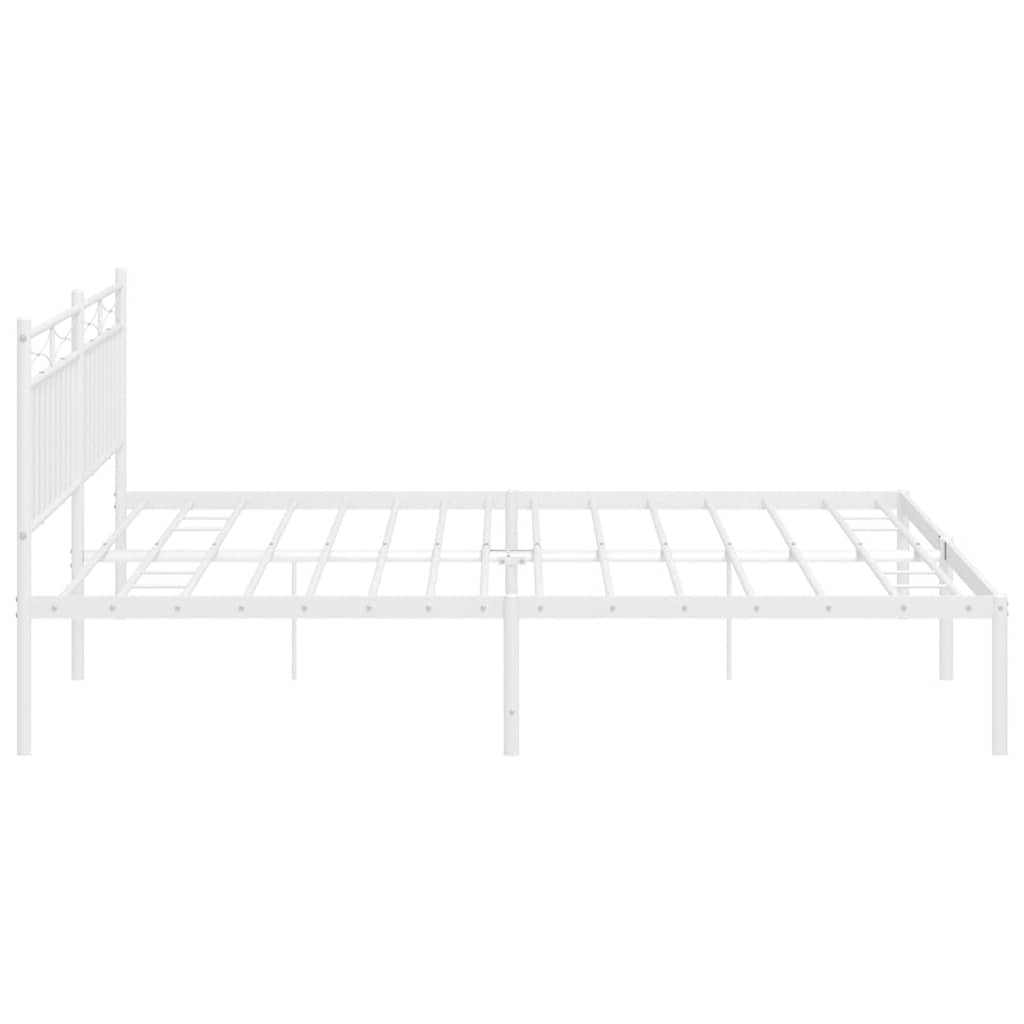 Metal Bed Frame without Mattress with Headboard White 193x203cm