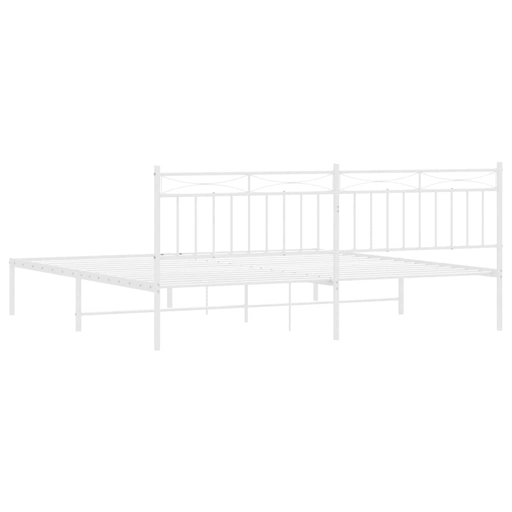 Metal Bed Frame without Mattress with Headboard White 193x203cm