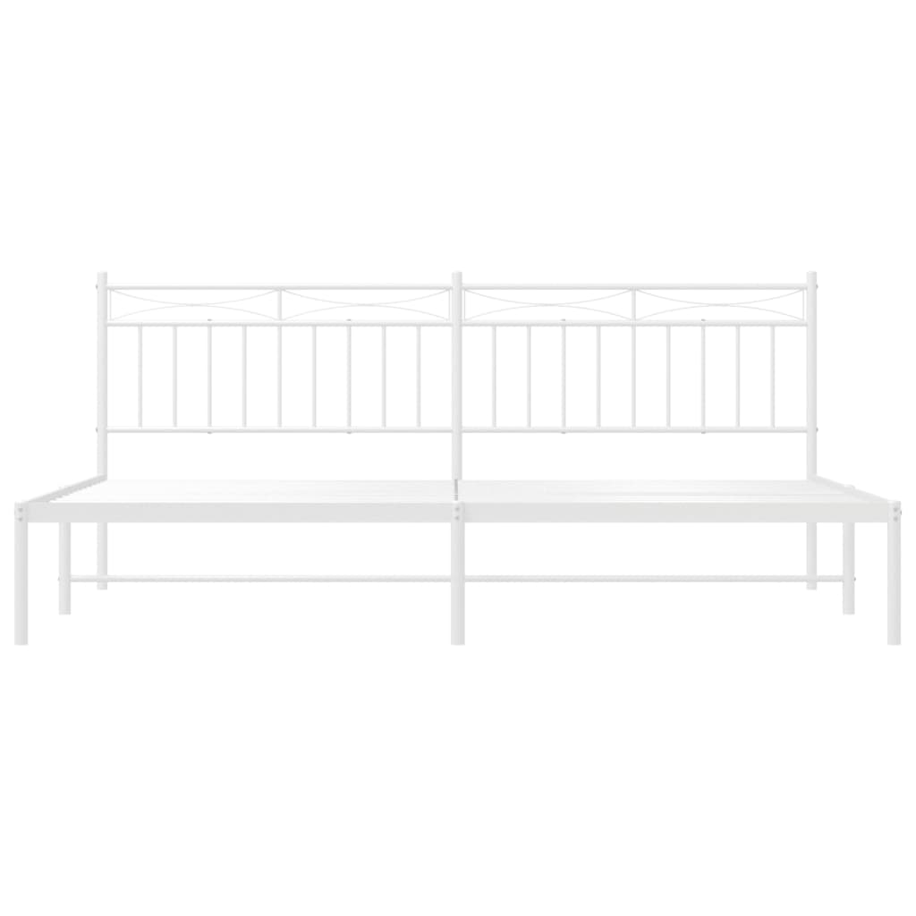 Metal Bed Frame without Mattress with Headboard White 200x200cm