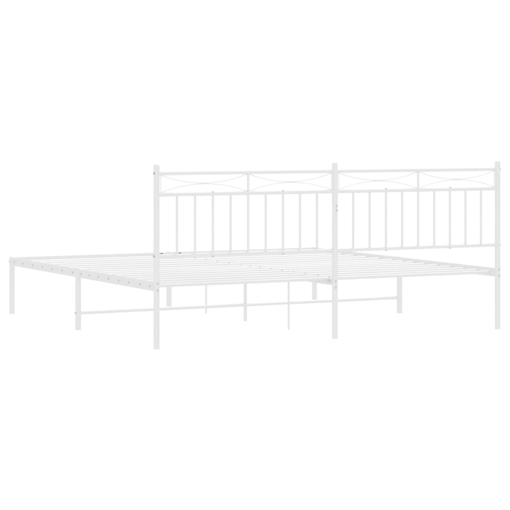 Metal Bed Frame without Mattress with Headboard White 200x200cm