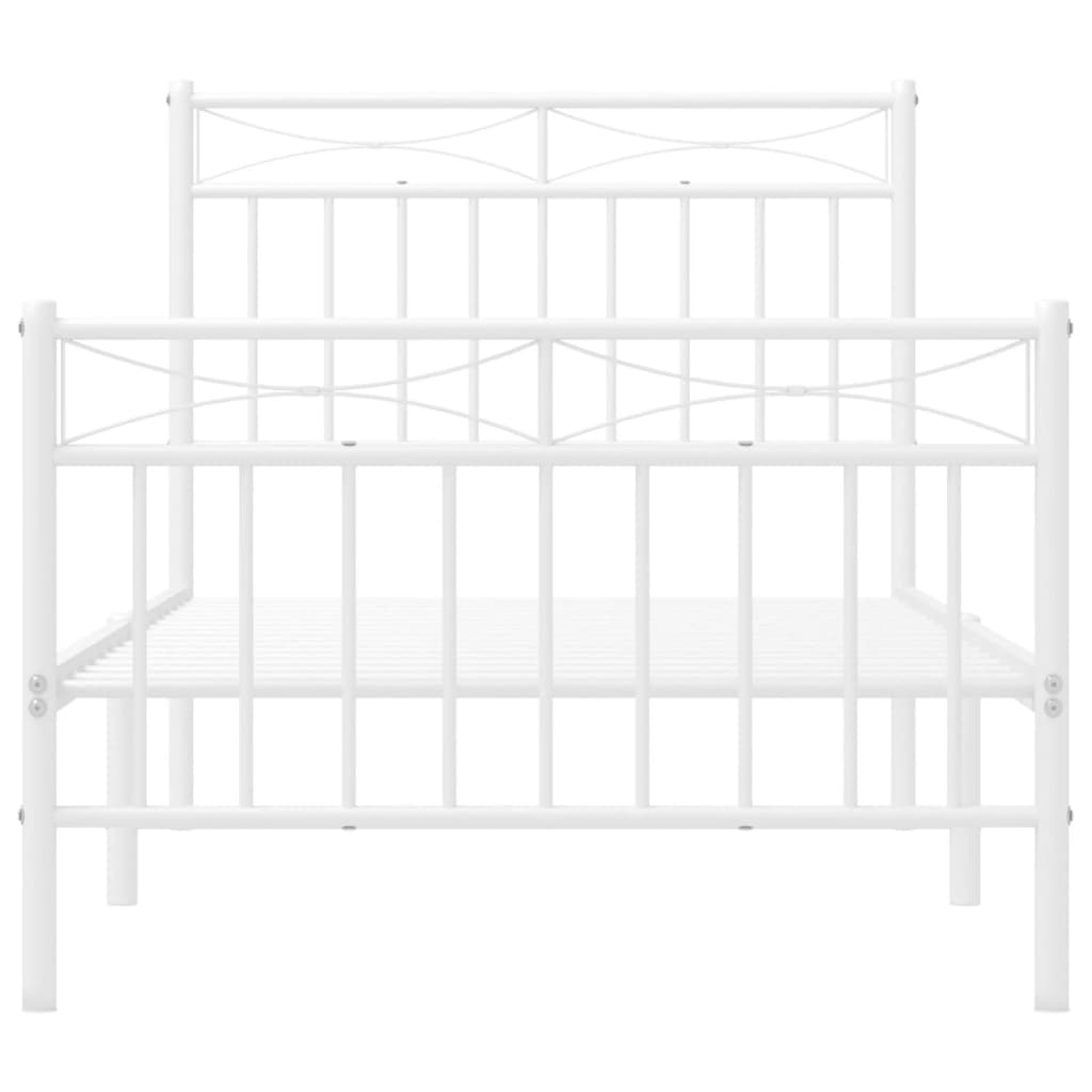 Metal Bed Frame without Mattress with Footboard White 90x190cm