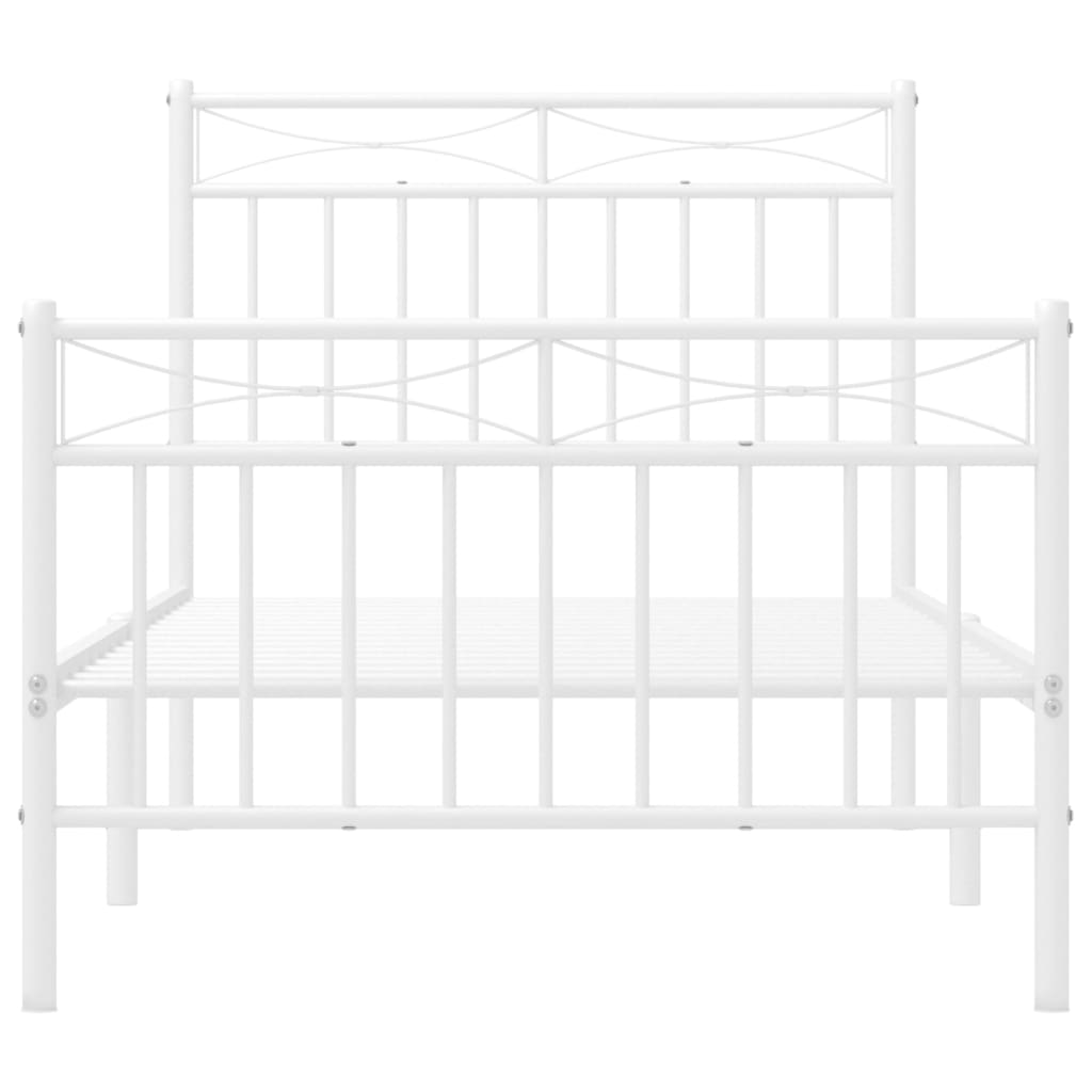 Metal Bed Frame without Mattress with Footboard White 90x200cm