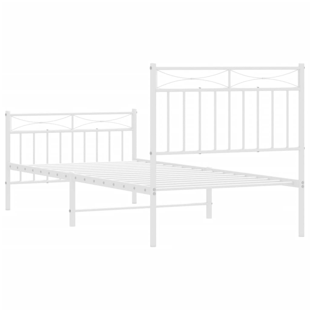 Metal Bed Frame without Mattress with Footboard White 90x200cm