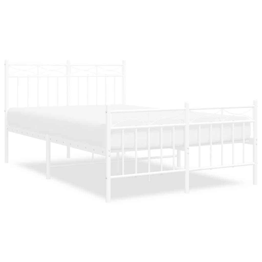 Metal Bed Frame without Mattress with Footboard White 120x200cm