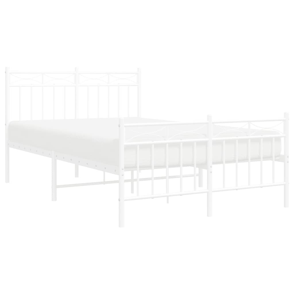 Metal Bed Frame without Mattress with Footboard White 120x200cm