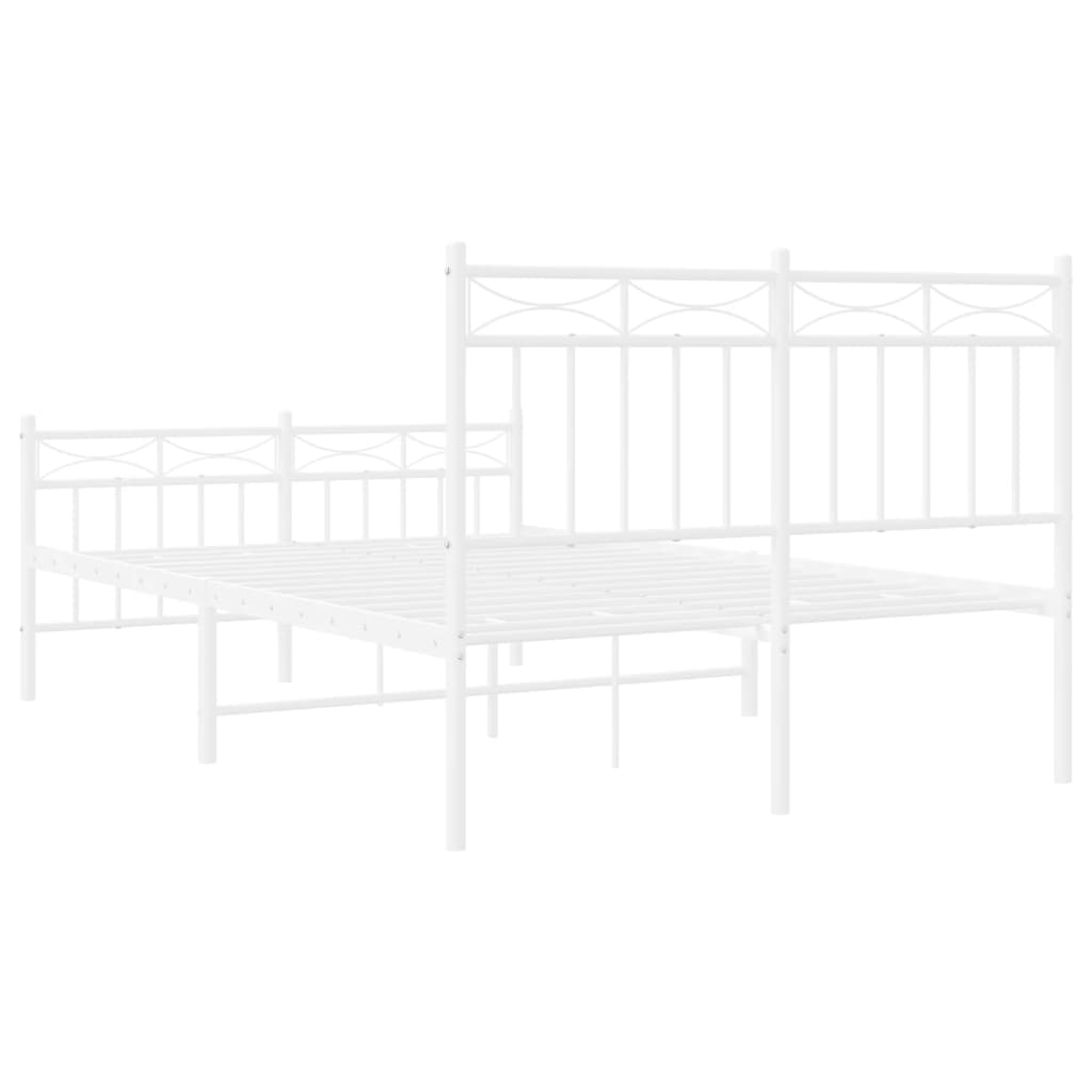 Metal Bed Frame without Mattress with Footboard White 120x200cm