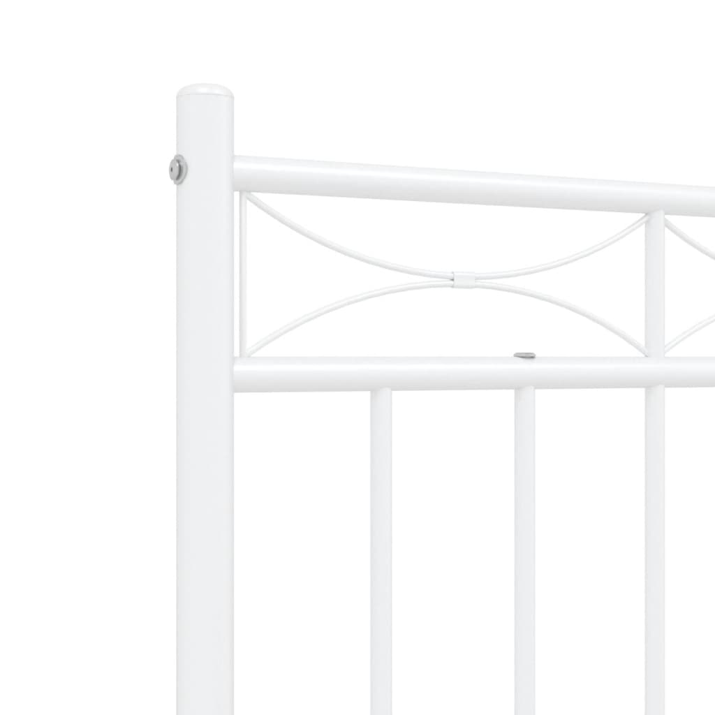 Metal Bed Frame without Mattress with Footboard White 120x200cm