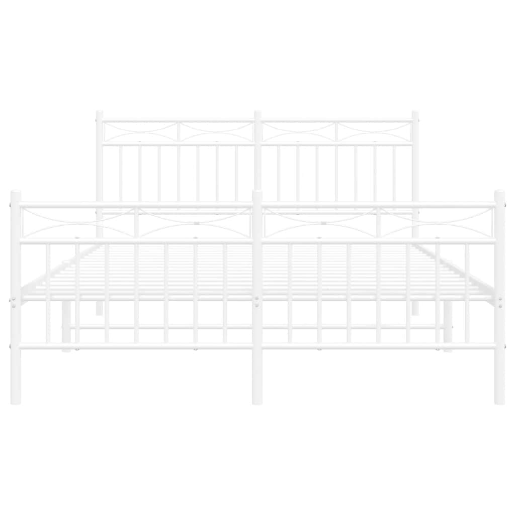 Metal Bed Frame without Mattress with Footboard White 135x190cm