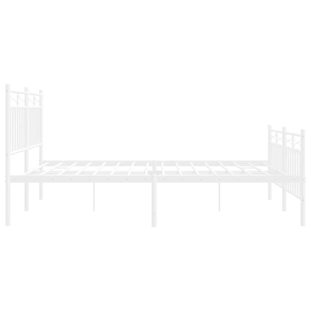 Metal Bed Frame without Mattress with Footboard White 135x190cm