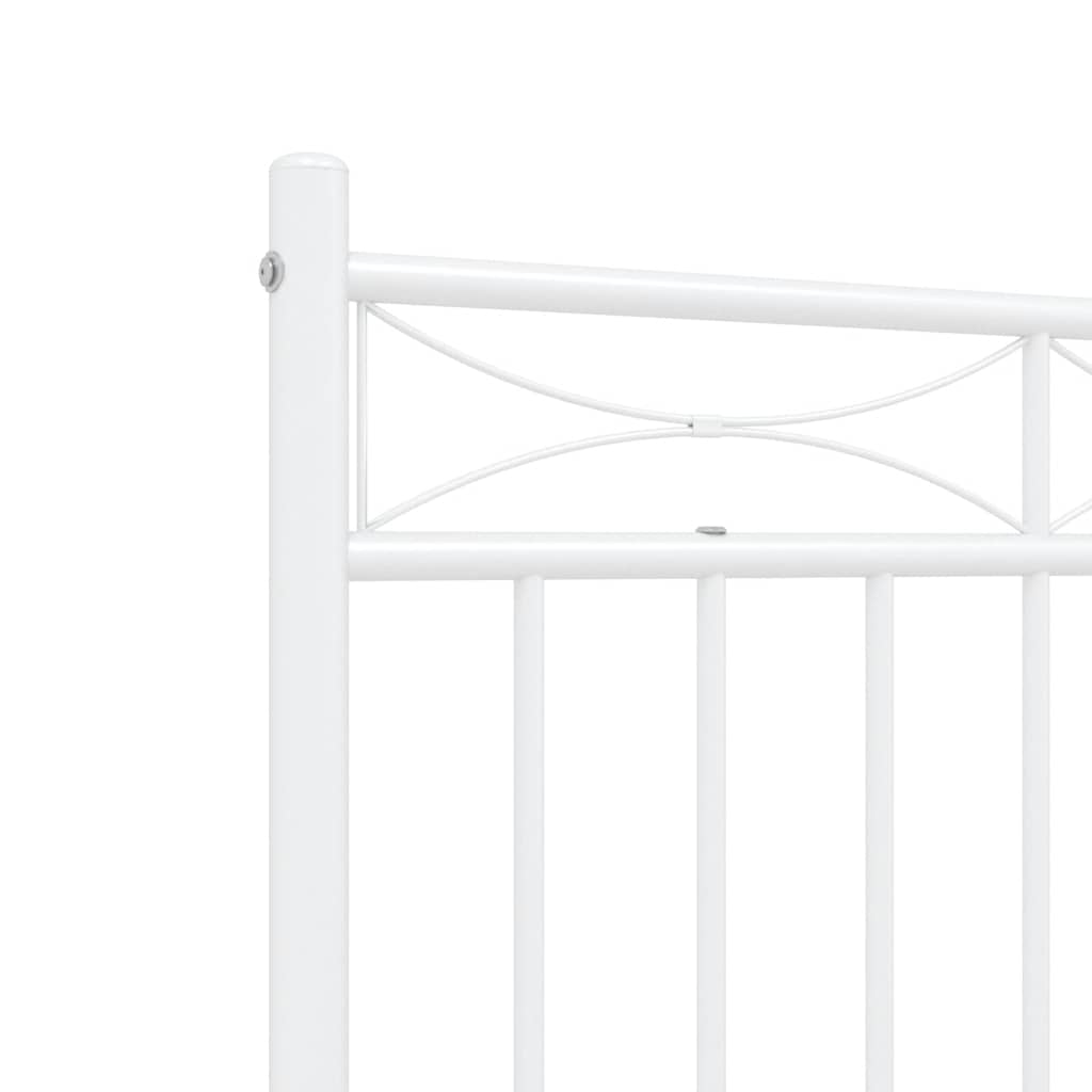 Metal Bed Frame without Mattress with Footboard White 135x190cm