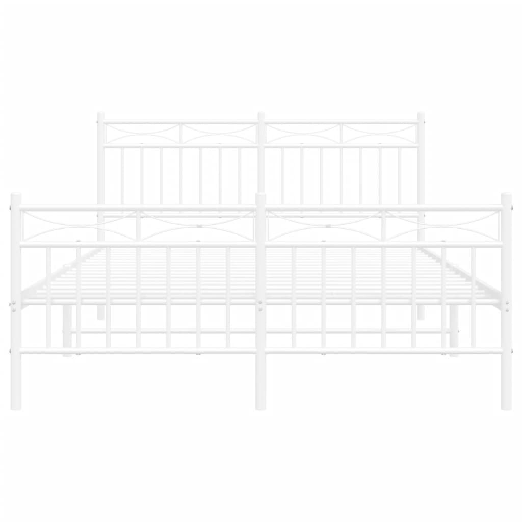 Metal Bed Frame without Mattress with Footboard White 140x190cm