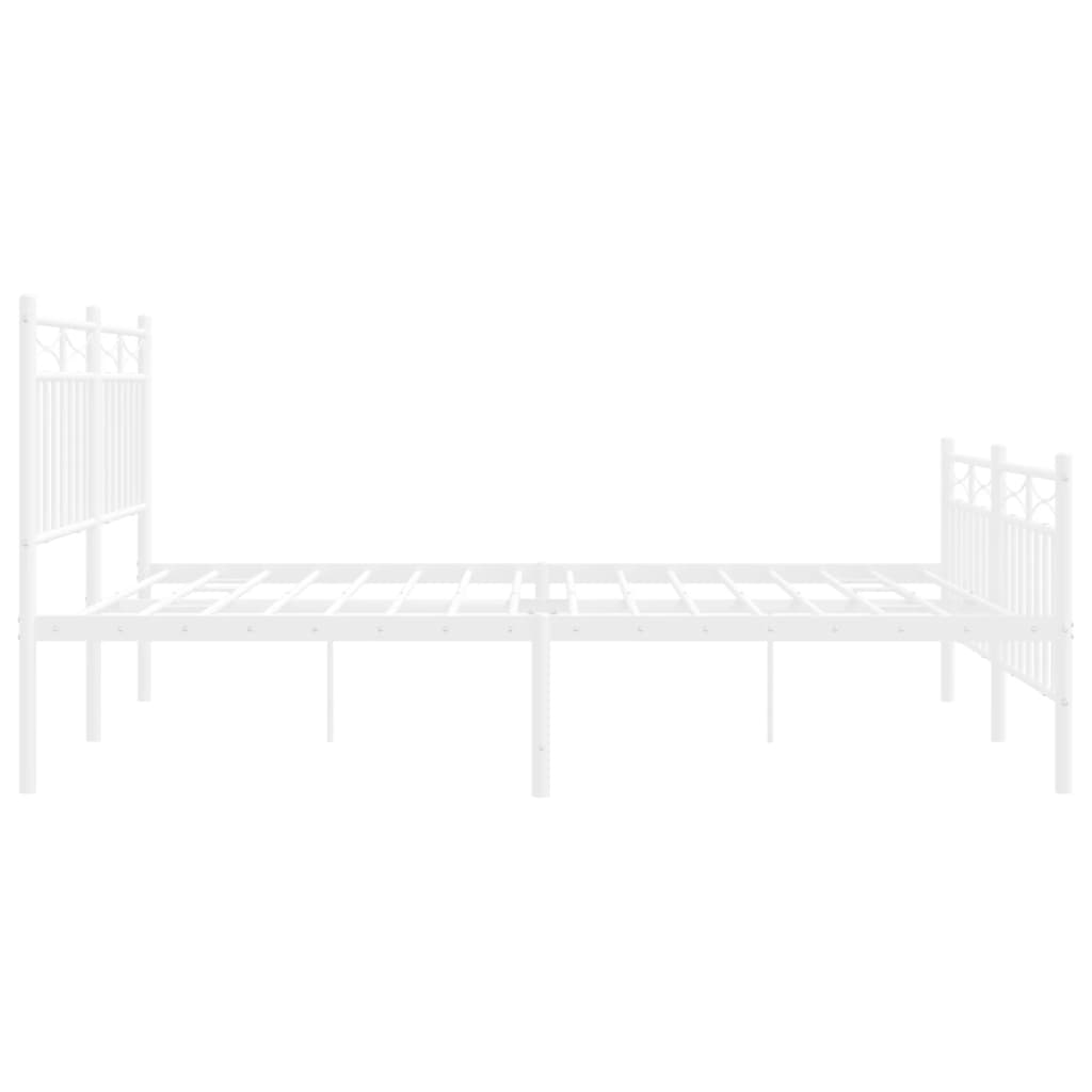 Metal Bed Frame without Mattress with Footboard White 140x190cm