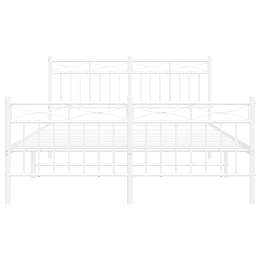 Metal Bed Frame without Mattress with Footboard White 140x200cm