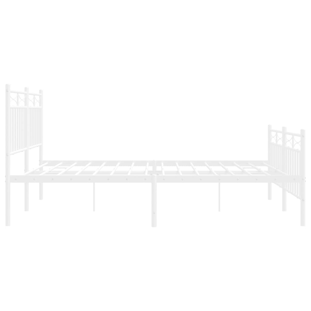 Metal Bed Frame without Mattress with Footboard White 140x200cm