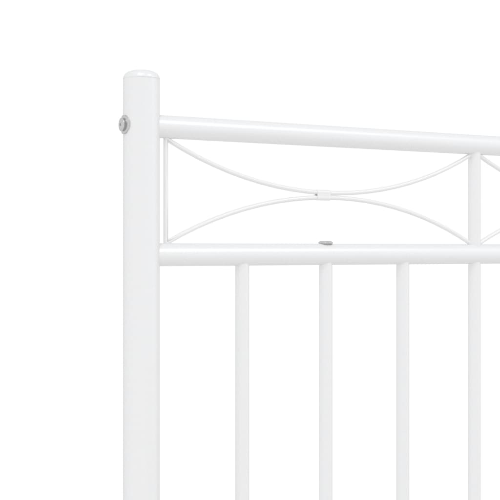 Metal Bed Frame without Mattress with Footboard White 140x200cm
