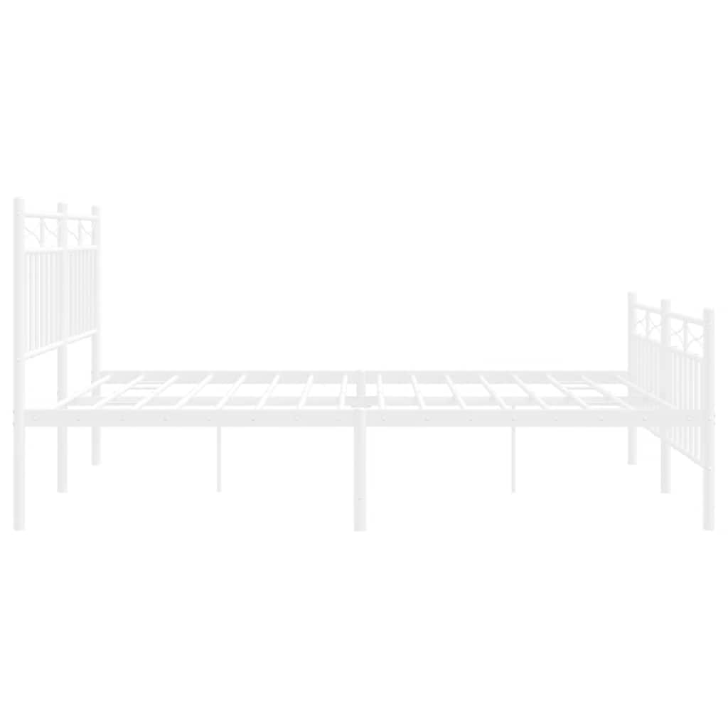 Metal Bed Frame without Mattress with Footboard White 150x200cm
