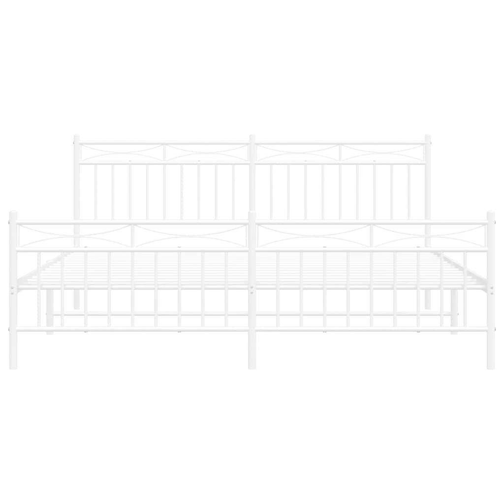 Metal Bed Frame without Mattress with Footboard White 183x213cm
